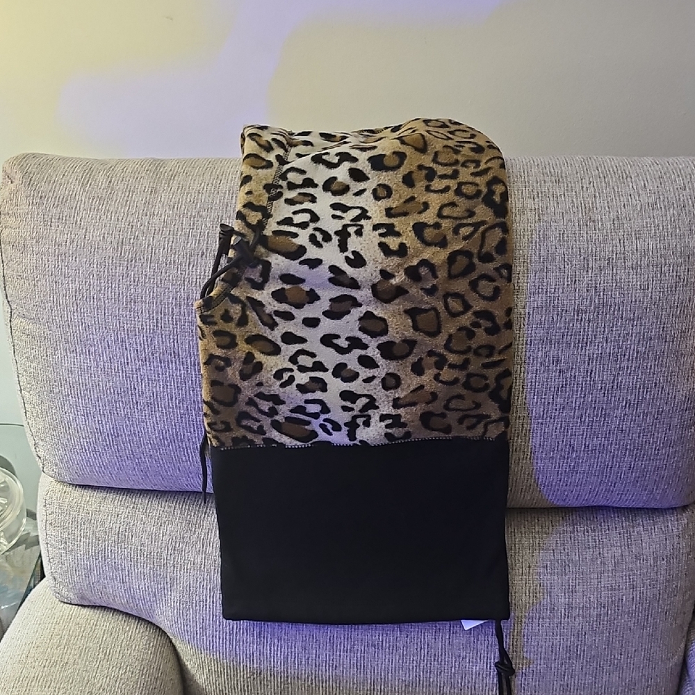Leopard Print Scarf with Black Accent